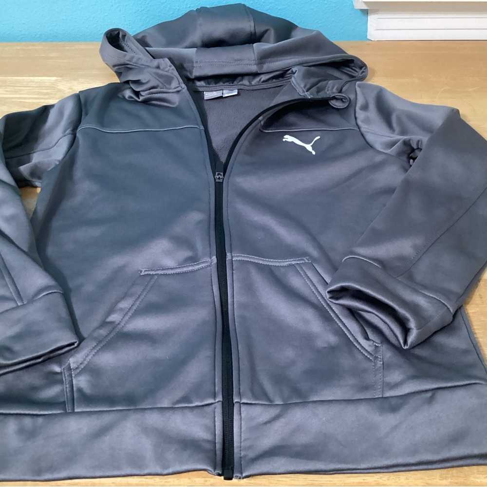 PUMA mens gray knit hoodie  jacket